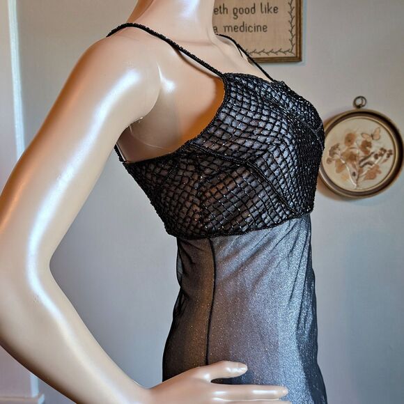 Vintage 90s Papell Boutique Gown Pageant Prom Dress Beaded Whimsygoth Size 6 - Picture 13 of 16